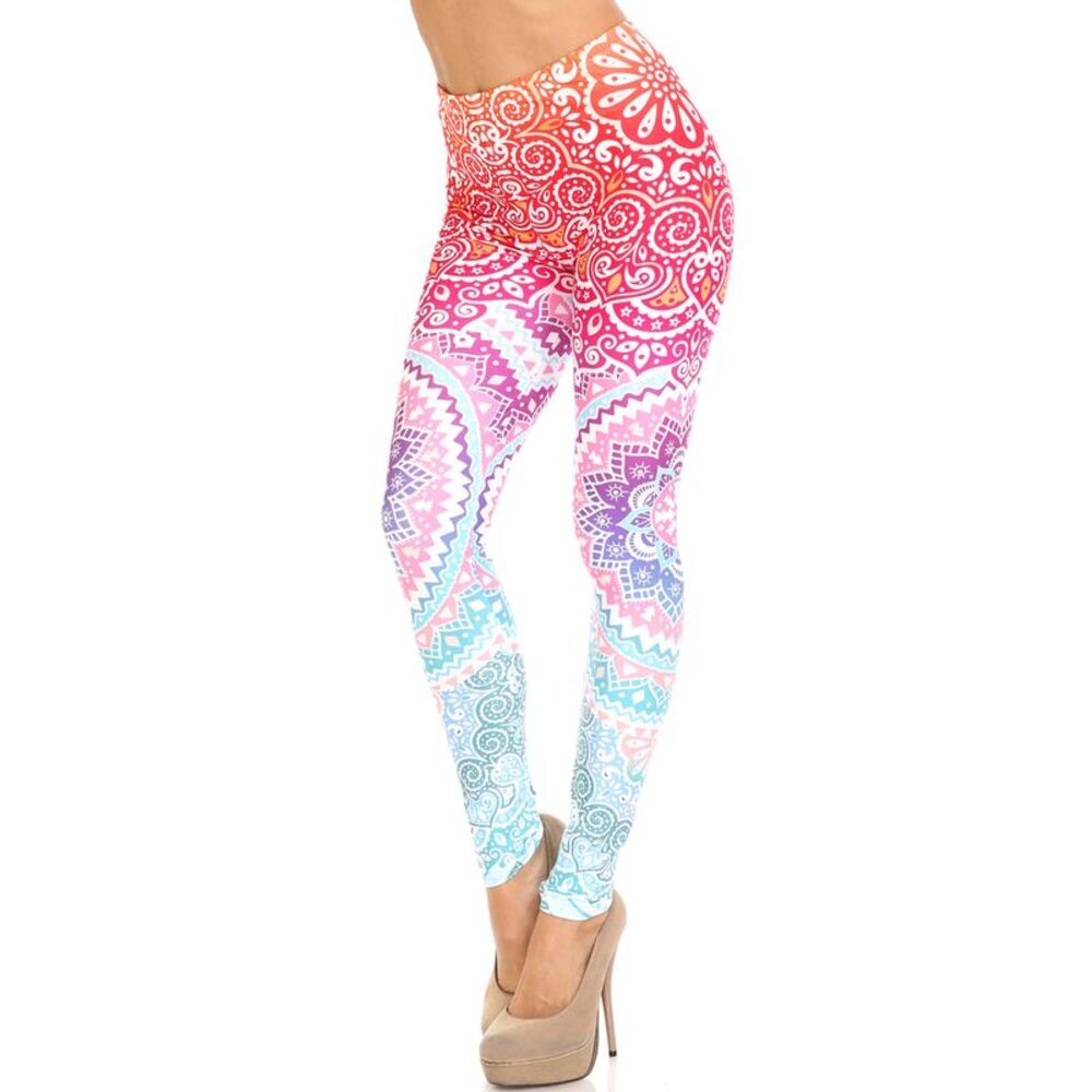 Creamy Soft Ombre Mandala Aztec Extra Plus Size Leggings - 3X-5X - USA Fashion